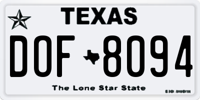 TX license plate DOF8094