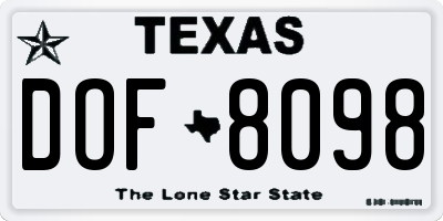 TX license plate DOF8098
