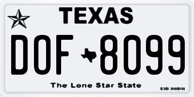 TX license plate DOF8099