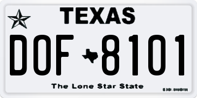 TX license plate DOF8101
