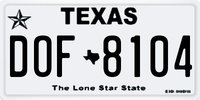 TX license plate DOF8104