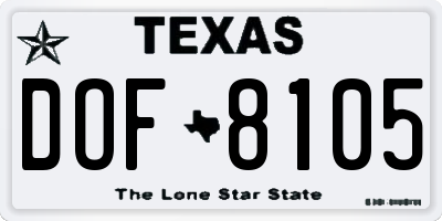 TX license plate DOF8105