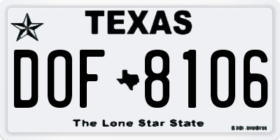 TX license plate DOF8106