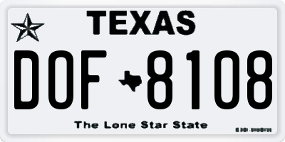 TX license plate DOF8108