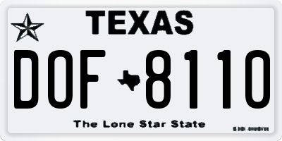 TX license plate DOF8110