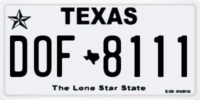 TX license plate DOF8111