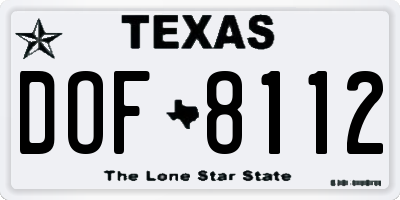 TX license plate DOF8112