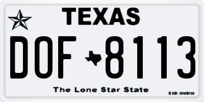 TX license plate DOF8113