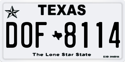 TX license plate DOF8114