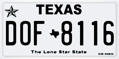 TX license plate DOF8116