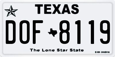 TX license plate DOF8119