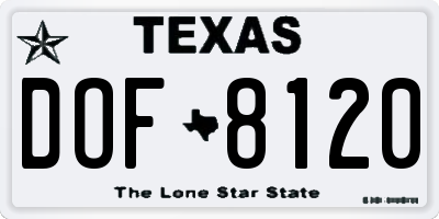TX license plate DOF8120
