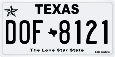 TX license plate DOF8121