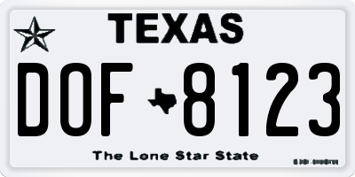 TX license plate DOF8123