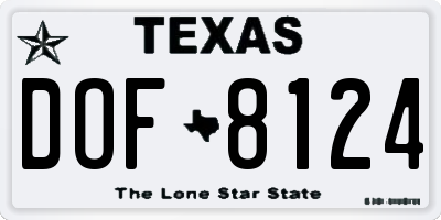 TX license plate DOF8124
