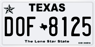 TX license plate DOF8125
