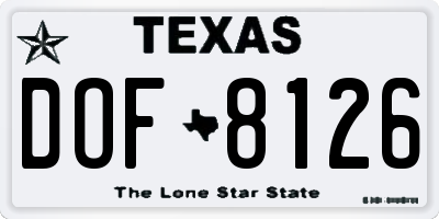 TX license plate DOF8126