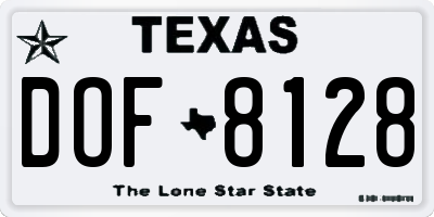 TX license plate DOF8128