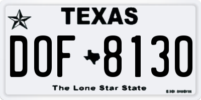 TX license plate DOF8130