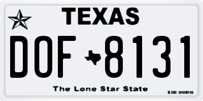 TX license plate DOF8131