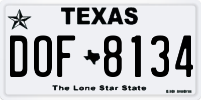 TX license plate DOF8134