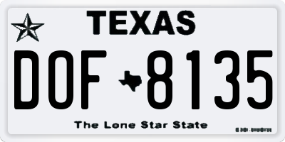 TX license plate DOF8135