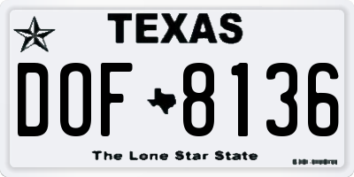 TX license plate DOF8136