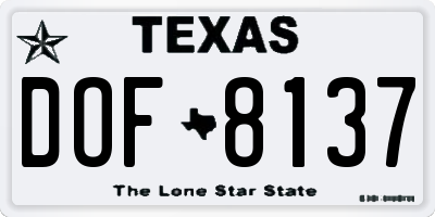 TX license plate DOF8137