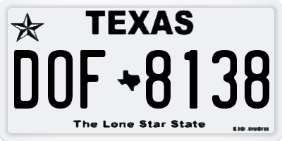 TX license plate DOF8138