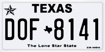 TX license plate DOF8141