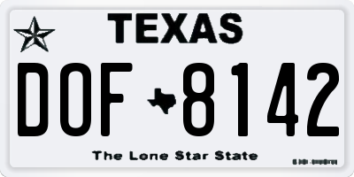 TX license plate DOF8142