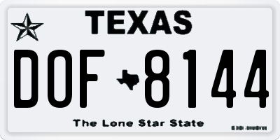 TX license plate DOF8144