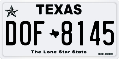 TX license plate DOF8145