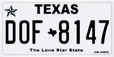 TX license plate DOF8147