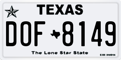 TX license plate DOF8149