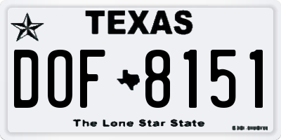 TX license plate DOF8151