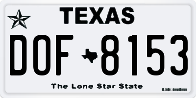 TX license plate DOF8153