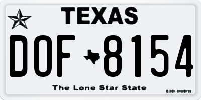 TX license plate DOF8154
