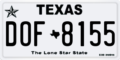 TX license plate DOF8155