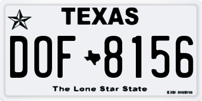 TX license plate DOF8156