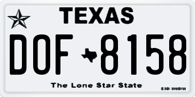 TX license plate DOF8158