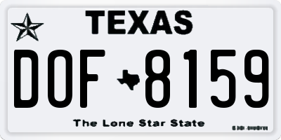 TX license plate DOF8159