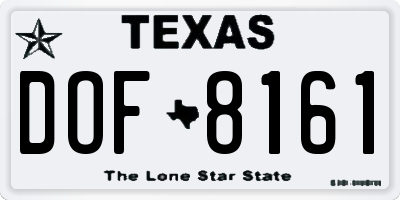 TX license plate DOF8161