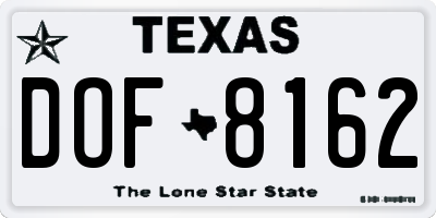 TX license plate DOF8162