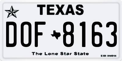 TX license plate DOF8163