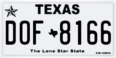 TX license plate DOF8166