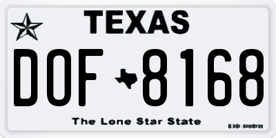 TX license plate DOF8168