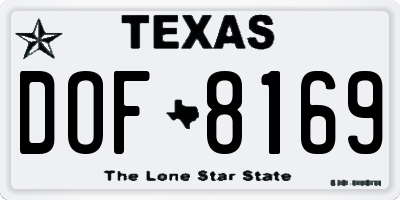 TX license plate DOF8169