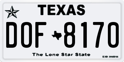 TX license plate DOF8170