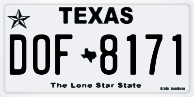 TX license plate DOF8171